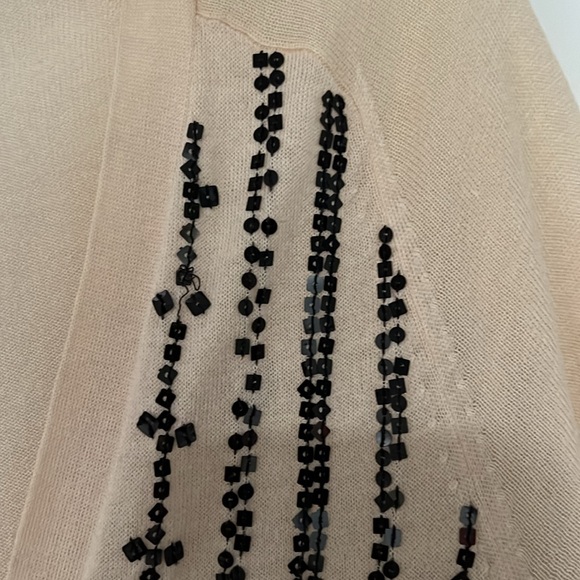 J. Crew Thin Cream Cardigan with Black Sequins Pima Cotton Wool Size Small - Picture 4 of 6